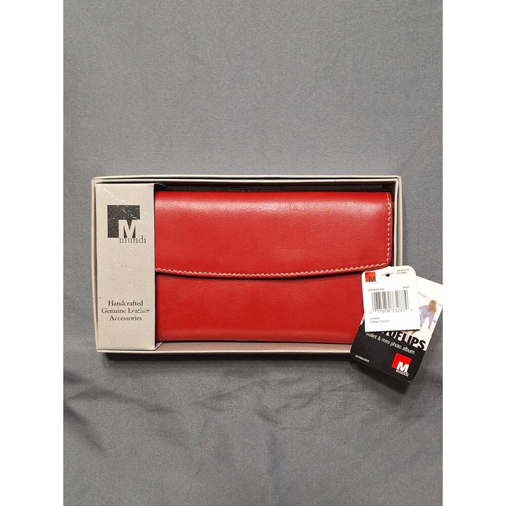 Mundi Photo flips Leather Mini Clutch Red